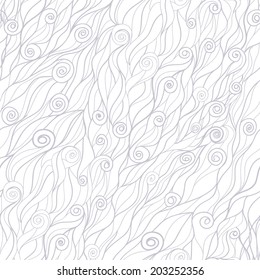 Vector seamless pattern with waves. Abstract mono background hand drawing