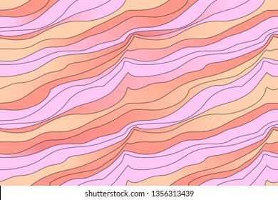Vector seamless pattern. Waves of colored sand. Pink, burnt sienna, orange tea rose and periwinkle colors.