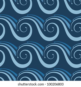 Vector seamless pattern with waves. Dark ornamental background. Abstract illustration for backdrop, cover, wallpaper, textile, wrapper