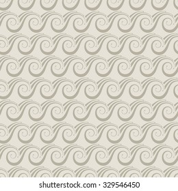 Vector seamless pattern with waves. Grey ornamental background. Decorative illustration with expanse of water and ice for print, web