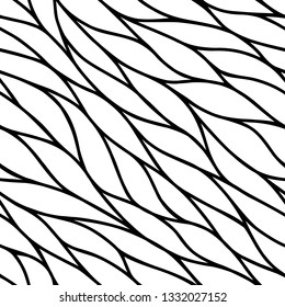Vector seamless pattern with waves ornament. Waved background. Monochrome wallpaper on diagonal surface. Abstract geometric wave pattern. Hand drawn lines. Doodle for design. Wavy background texture 