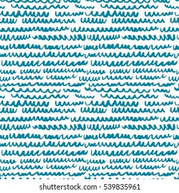 Vector seamless pattern with waves. Stripped artistic background on marine theme in doodle minimalistic style. Design for backdrops with sea, rivers or water texture