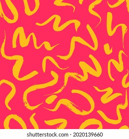 Vector seamless pattern with wavy brush strokes. Hand painted stylish texture for fabric, wallpaper, wrapping.