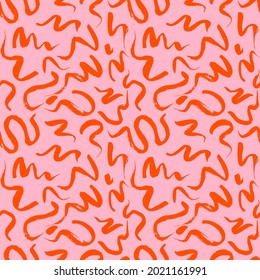 Vector seamless pattern with wavy brush strokes. Hand painted stylish texture for fabric, wallpaper, wrapping.