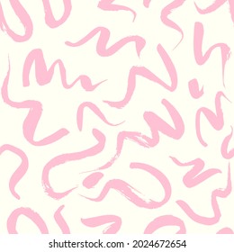 Vector seamless pattern with wavy brush strokes. Hand painted stylish texture for fabric, wallpaper, wrapping.