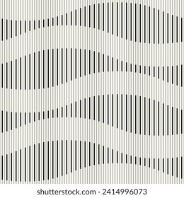 Vector seamless pattern. Wavy graphic design. Striped dynamic flow. Contemporary monochrome pattern. Versatile and visually captivating swatch.