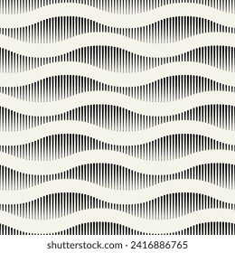 Vector seamless pattern. Wavy graphic design. Striped dynamic flow. Contemporary monochrome pattern. Versatile and visually captivating swatch.