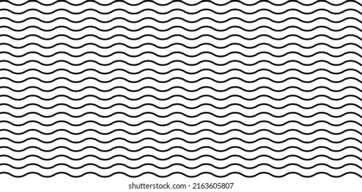 Vector seamless pattern wavy lines.  Simple minimal background in black and white color. Abstract curvy texture.