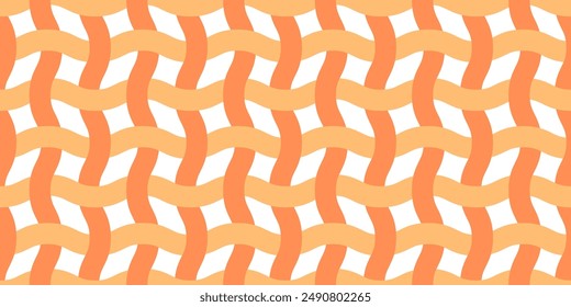 Vector seamless pattern. Wavy lines like fabric ornament Modern stylish texture. Hand drawn trendy flat style Geometric texture. Peach fuzz and orange colors wavy lines. Vector illustration