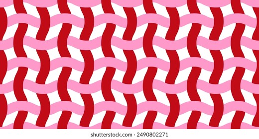 Vector seamless pattern. Wavy lines like fabric ornament Modern stylish texture. Hand drawn trendy flat style Geometric texture. Cotton candy and red color wavy lines. Vector illustration