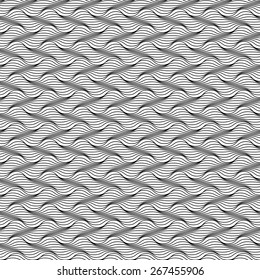 Vector seamless pattern of wavy lines. Geometric background with visual effect of volume folds. Simple illustration with texture of fabric, textile for print, web
