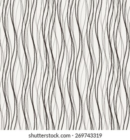 Vector seamless pattern of wavy lines connected strokes