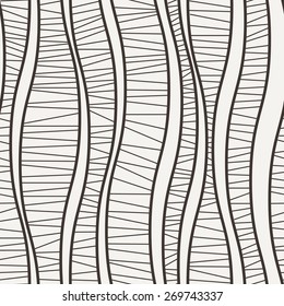 Vector seamless pattern of wavy lines connected strokes