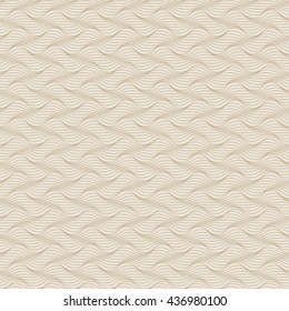 Vector seamless pattern of wavy lines. Geometric background with visual effect of volume folds. Simple illustration with texture of fabric, textile for print, web