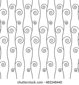 Vector seamless pattern of wavy lines. Geometric decorative black and white background. Simple ornamental illustration with texture of covering for print, web, cloth, factory, universal