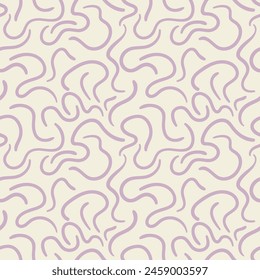 Vector seamless pattern wavy organic rounded shapes. Repeating texture with doodle curve line.