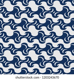 Vector seamless pattern with wavy shapes.Modern stylish texture.Blue background