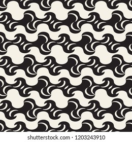 Vector seamless pattern with wavy shapes.Modern stylish texture.Black and white