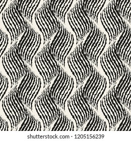 Vector seamless pattern with wavy shapes.Modern stylish texture.Black and white