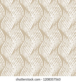Vector seamless pattern with wavy shapes.Modern stylish texture.Light brown and white