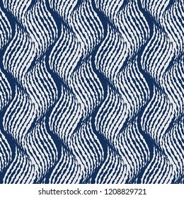 Vector seamless pattern with wavy shapes.Modern stylish texture.Blue background