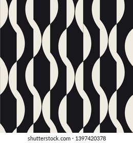 Vector seamless pattern with wavy stripes.Retro abstract wavy texture.Geometric lines monochrome design