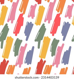 Vector seamless pattern with wavy and swirling strokes of a wide line. Hand-painted doodles, abstract background. Strokes, stripes, a simple, wavy pattern. Abstract wallpaper design. Strokes, drawing.