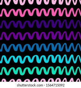 Vector seamless pattern with wavy zigzag. Repeating uneven lines. Waves background in vector for your design. EPS 8