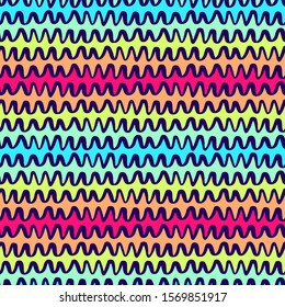 Vector seamless pattern with wavy zigzag. Repeating uneven lines. Waves background in vector for your design. EPS 8