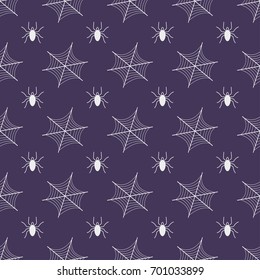 Vector seamless pattern with web and spider for halloween party. Endless texture can be used for wallpaper, fills, web page,background,surface
