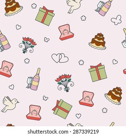 Vector seamless pattern with wedding theme