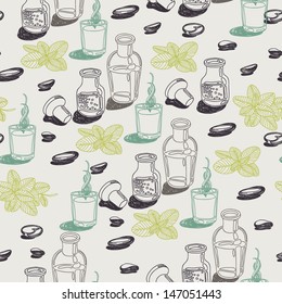 Vector seamless pattern with wellness and spa motives. modern stylish texture. repeating abstract background.