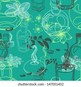 Vector seamless pattern with wellness and spa motives. modern stylish texture. repeating abstract background.