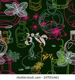 Vector seamless pattern with wellness and spa motives. modern stylish texture. repeating abstract background.