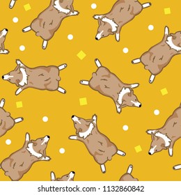 Vector Seamless Pattern with Welsh Pembroke Corgis