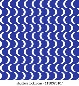 vector of seamless pattern with wertical wavy lines.White on blue background
