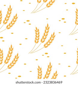 Vector seamless pattern with wheat ear on white background. illustration for your design.