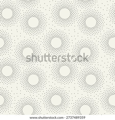 Vector seamless pattern. Whimsical dotted circles. Vector repeating texture. Stylish monochrome background.