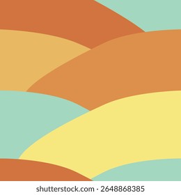 Vector seamless pattern with whimsical fields theme: orange, yellow and blue heels with bright warm tones. Could be used as background, wallpaper, texture, print, card, paper