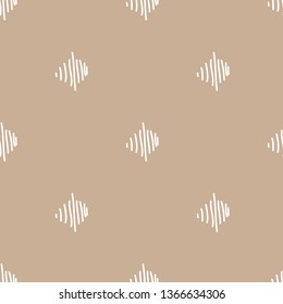 Vector seamless pattern white abstract doodles  rhombuses of lines on a beige background