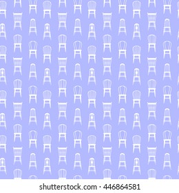 Vector seamless pattern with white chairs in flat design