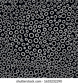 Vector seamless pattern white circles on black background