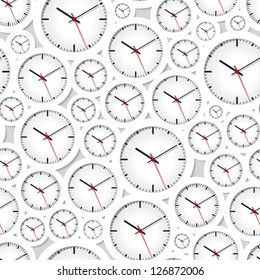 Vector seamless pattern with white clock faces