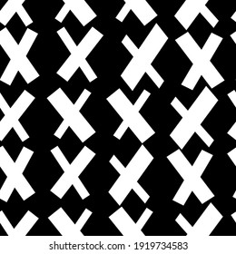 vector seamless pattern white crosses x on a black background