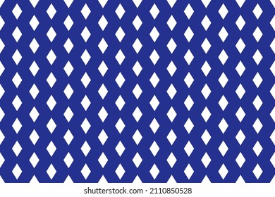 Vector of seamless pattern of white diamonds on blue. Pattern for cloth, fashion, cover skin, wrapping paper.