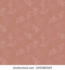 Vector seamless pattern with white flowers on a beige background. Ideal for clothing prints, textiles, wallpaper, wrapping paper, scrapbooking.