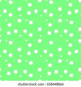 Vector seamless pattern with white flowers on green.