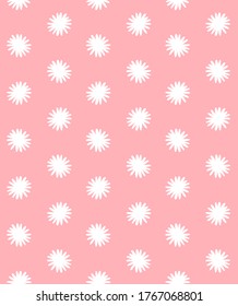 Vector seamless pattern of white hand drawn doodle sketch chamomile flower silhouette isolated on pink background