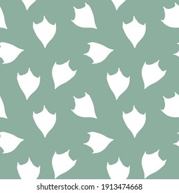 Vector seamless pattern of white hand drawn duck bird paw footprint steps isolated on mint background