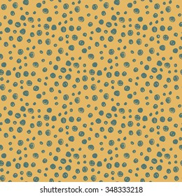 Vector seamless pattern with white hand drawn dots. Seamless pattern can be used for textile, wallpaper, wrapping paper, web. Endless texture